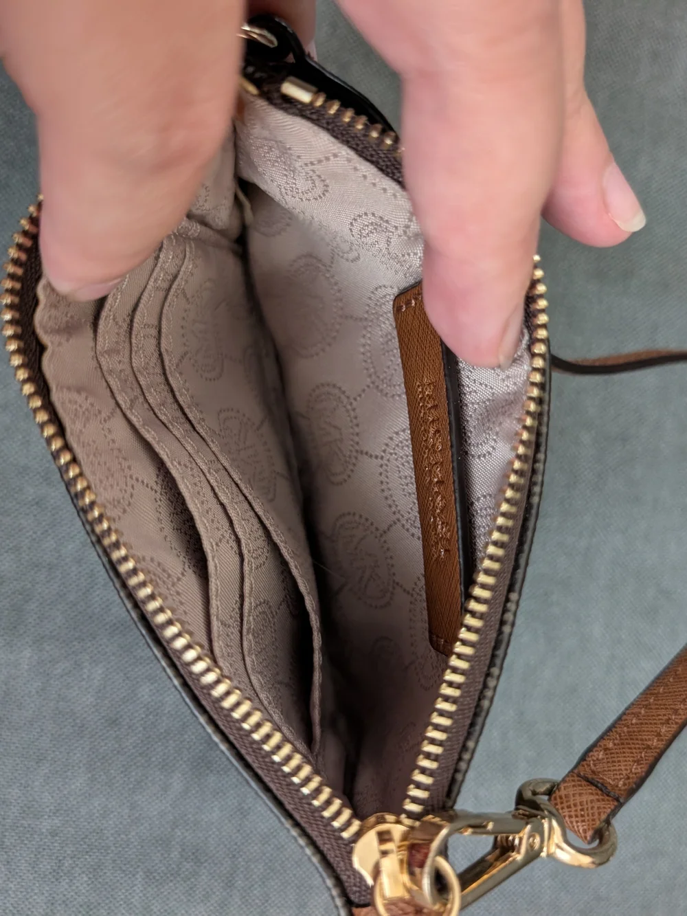 Michael Kors Brown MK Logo Wristlet